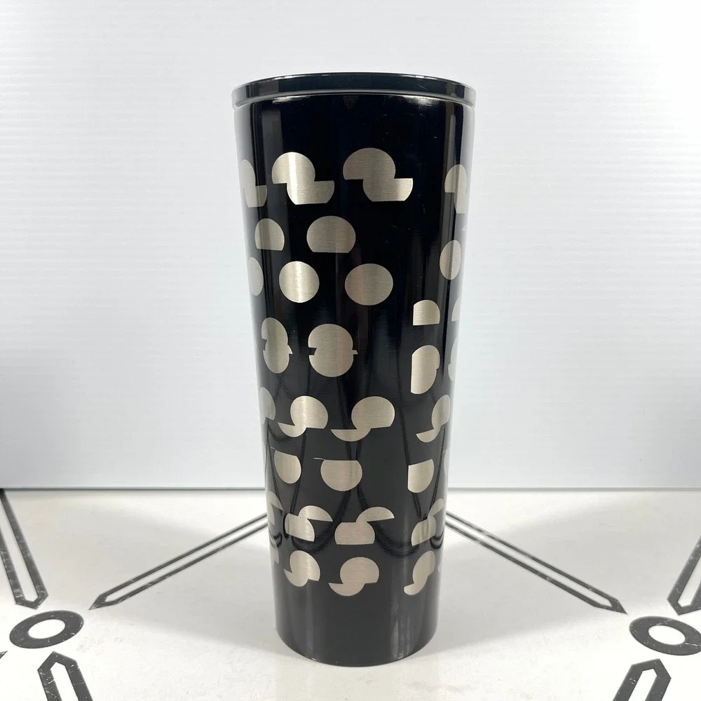 Starbucks Black Silver‎ Geometric Stainless Steel Cold Cup Tumbler 11000682